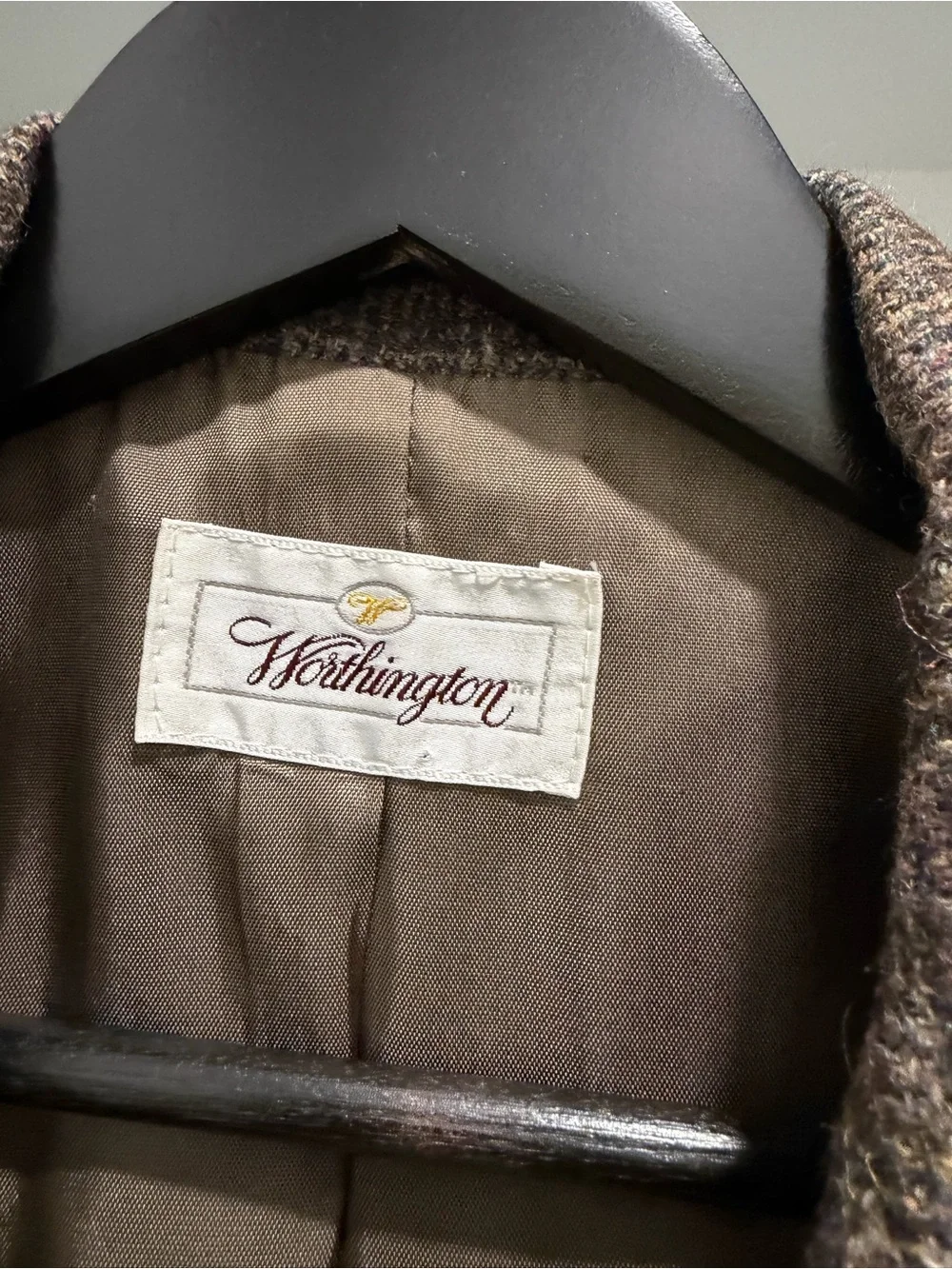 Vintage Worthington 100% wool brown Glen Plaid one button lined blazer size 8